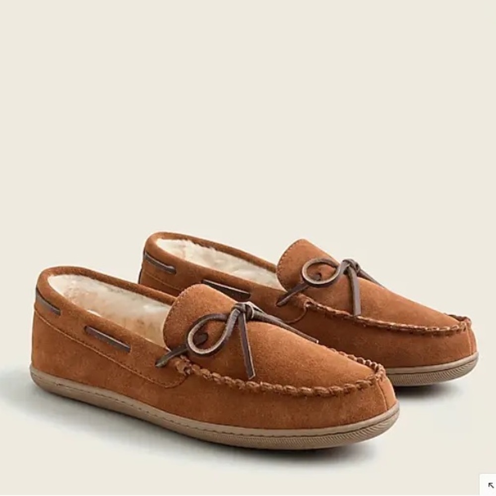 J crew Sherpa-lined suede slippers for men